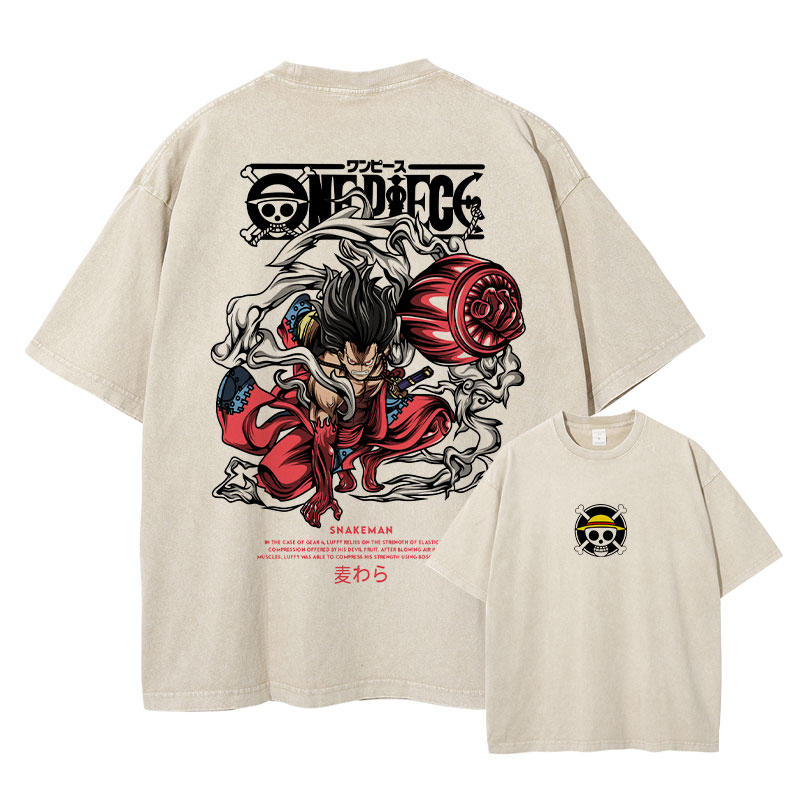 Men'S Shoes Xl - Anime Nika Luffy T-shirt Vintage Gewassen