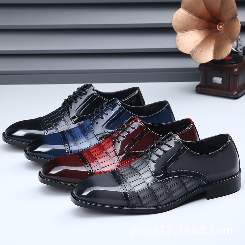 Men'S Shoes Crocs - Heren zwarte croc-geprägte cap-toe oxfords van