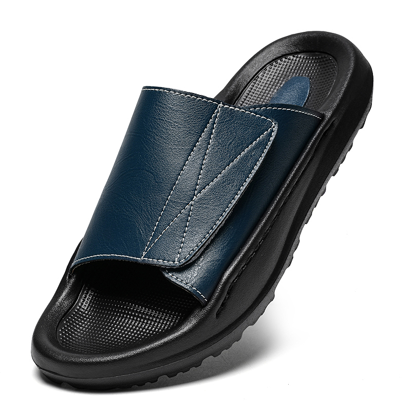 Men Shoes Velcro - Easy-top leren slippers voor heren, verstelbare