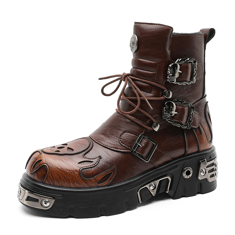 Men'S Shoes Increase Height - Punkstijl Retro Cool Skull Flame Gepersonaliseerde