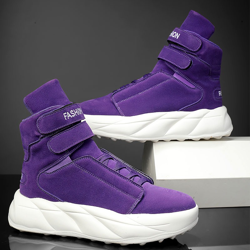 Men Shoes Velcro - 2026 Paarse Hoge Sneakers Heren Platform