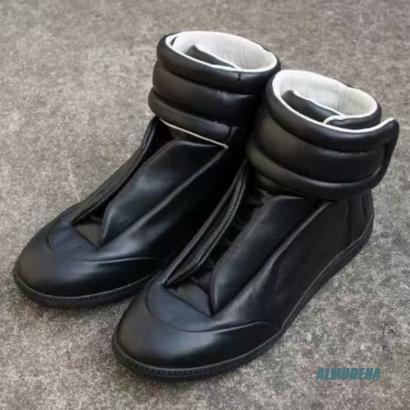 Men Shoes Velcro - Zwarte effen kleur casual hoge sneakers
