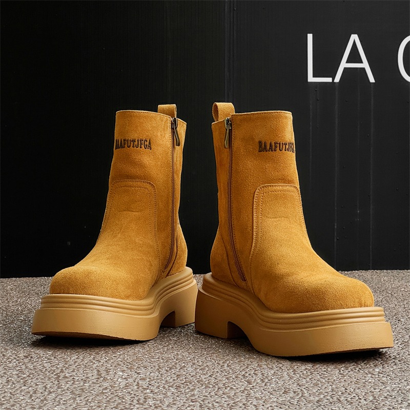 Men'S Shoes Increase Height - Winter Europa Amerika Retro dikke zijrits