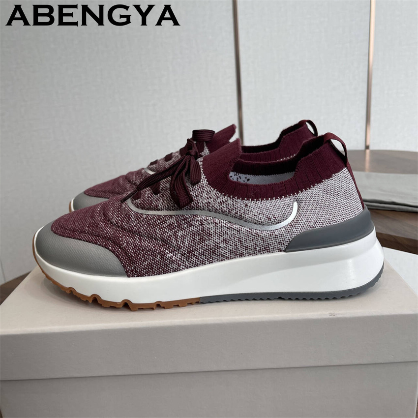 Men Shoes Loafers - Heren Nieuwe veelkleurige gebreide loafers Schoenen