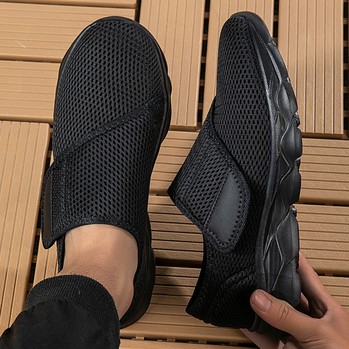 Nieuwe heren ademende mesh wan - Men Shoes Velcro recensie en prijs