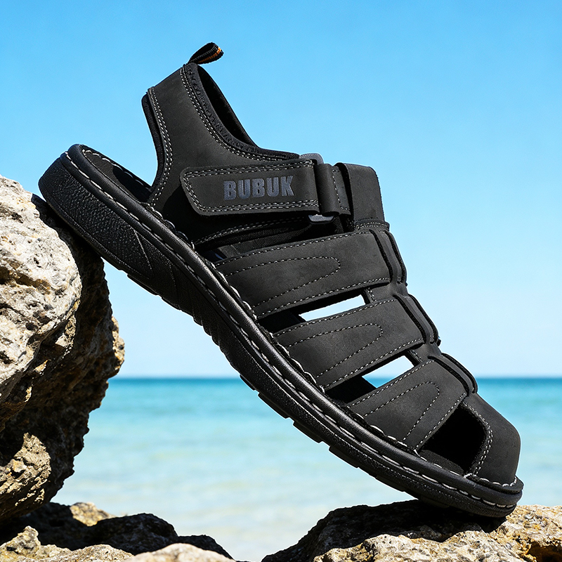 BUBUK leren sportsandalen voor - Men Shoes Velcro recensie en prijs