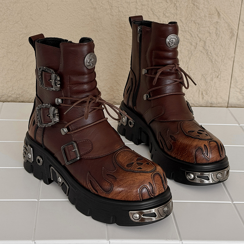 Heren hoge motorlaarzen in pun - Men'S Shoes Increase Height recensie en prijs